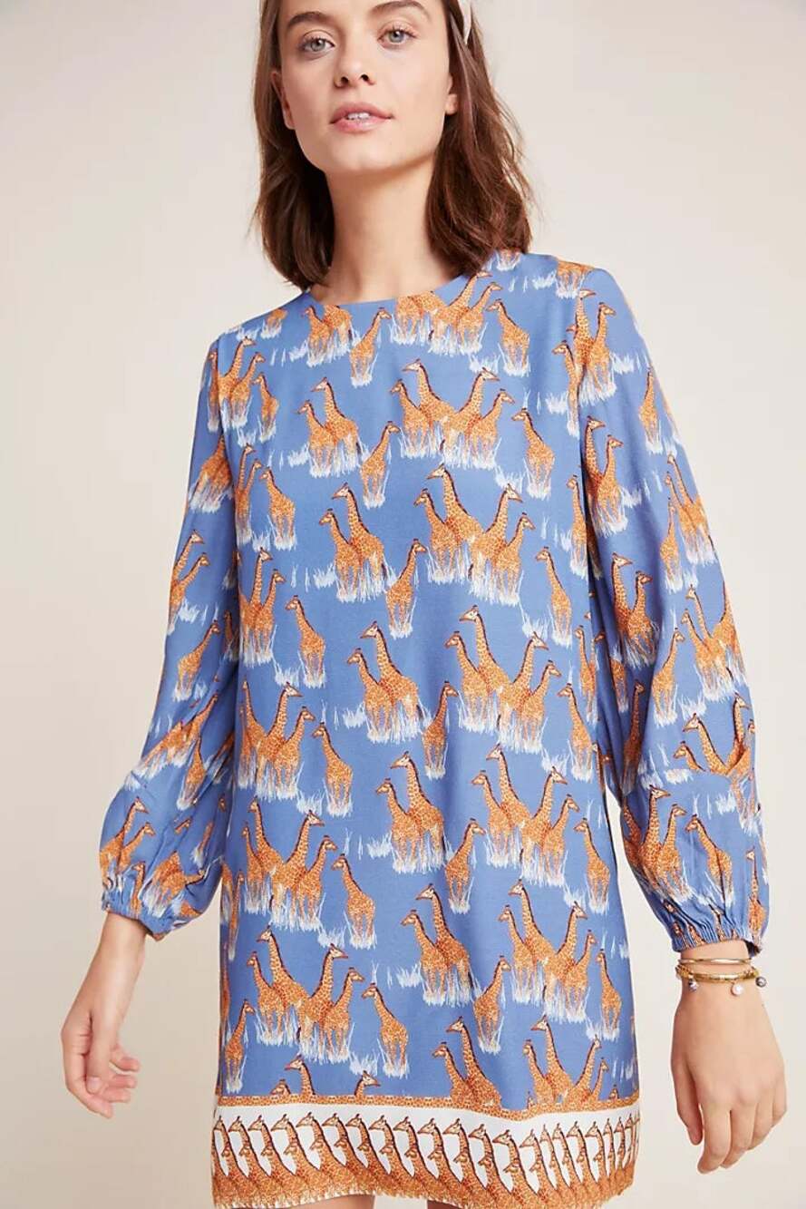 nwt ANTHROPOLOGIE COREY LYNN CALTER sz M Giraffe Tunic Dress